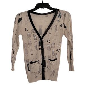 Oliver Perry Knit Cardigan with Dress and Shoe Design Artwork Sketches Size XS